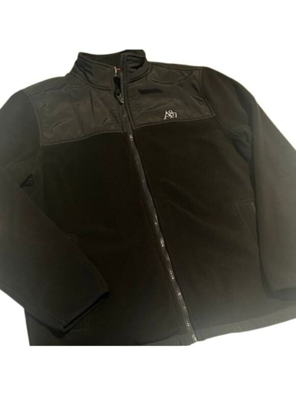 Aeropostale Black Full Zip Fleece Nylon Basic Jacket Men's Size Medium